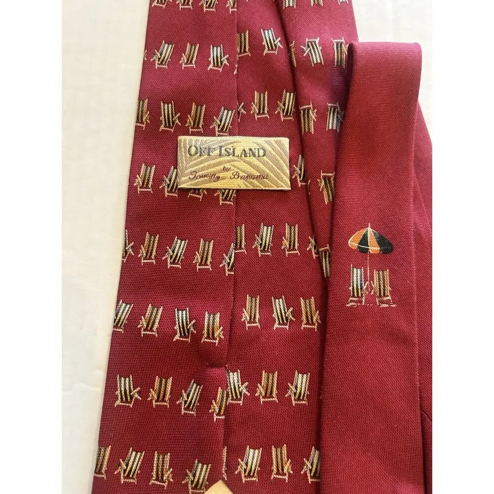 Tommy Bahama Tie‎ Men’s Red Beach Chair 4” Tropical Design 100% Silk